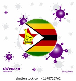 Pray For Zimbabwe. COVID-19 Coronavirus Typography Flag. Stay home, Stay Healthy. Take care of your own health