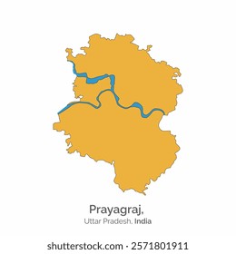 Prayagraj district map of Uttar Pradesh, India on isolated white background. Vector, Illustration.