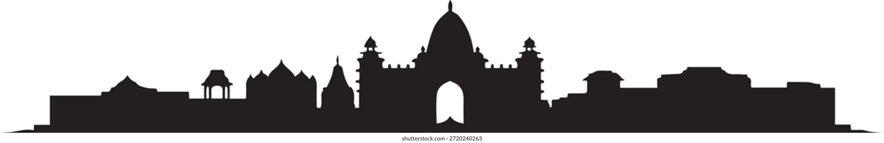 Prayagraj Skyline Cityscape Vetor Índia. design Vetor silhueta preta
