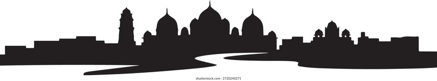 Prayagraj Skyline Cityscape Vector India. design Vector black silhouette
