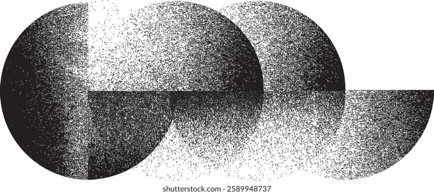prayed black half circles composition .Graffiti art design . Noise textured semi circles . Spray effect .Grunge texture .Art design forms.Distressed element .Rough roller paint semicircles .Vector  