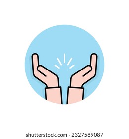 prayer or applause hands round logo. concept of human congratulation or commendation and handclap or respect. cartoon flat trend modern logotype graphic linear design isolated on white background