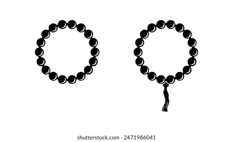 Prayer beads, black isolated silhouette