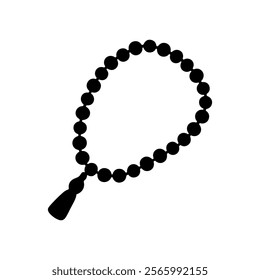 Prayer Beads black silhouette vector illustration on white background.