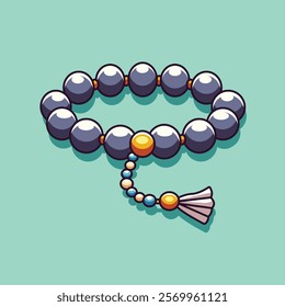 Prayer Beads Cartoon Vector Icon Illustration. Prayer Beads Icon Concept Isolated Premium Vector. Flat Cartoon Style