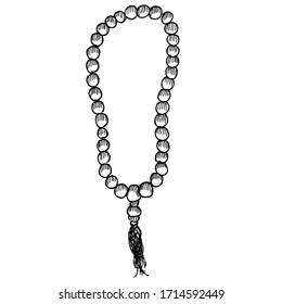 prayer beads, doodle illustration and sketch