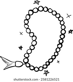 prayer beads, doodle illustration and sketch