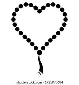 prayer beads folded in the shape of a heart, vector prayer beads symbol of love for God faith and peace