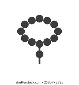 Prayer Beads Icon Black and White Vector Graphic