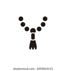 Icono de cuentas de oración. Versión de silueta plana.