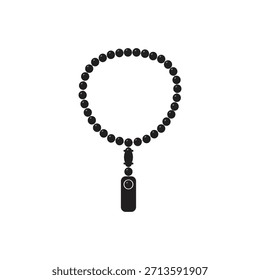 Prayer beads icon logo design template. 3D renderin Of black beads. 