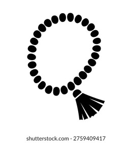 Prayer beads icon with simple design in black and white minimalist style