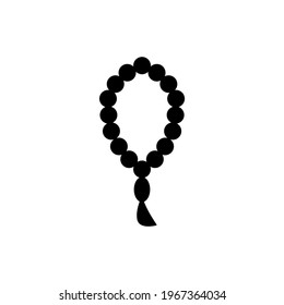 Prayer beads icon in solid black flat shape glyph icon, isolated on white background 