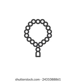 Prayer Beads Misbaha line icon. linear style sign for mobile concept and web design. Misbaha or Tasbih outline vector icon. Rosary beads symbol, logo illustration. Vector graphics