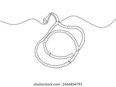 prayer beads in one single continuous line drawing style isolated on white background. Ramadan kareem concept vector illustration.