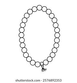 Prayer Beads Outline Illustration on White Background