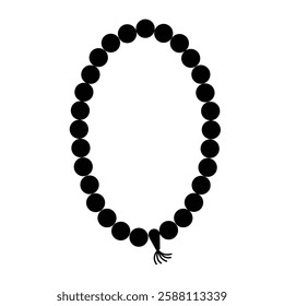 Prayer Beads Silhouette. Black and White Icon Design Elements on Isolated White Background