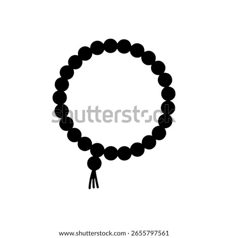 Prayer beads silhouette icon vector flat design.