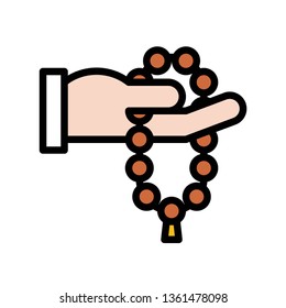 Prayer beads vector illustration, Ramadan related filled style icon