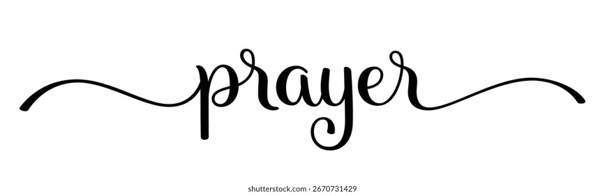 PRAYER black vector brush calligraphy banner with swashes