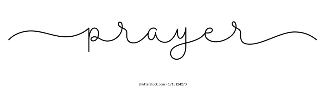 PRAYER black vector monoline calligraphy banner with swashes