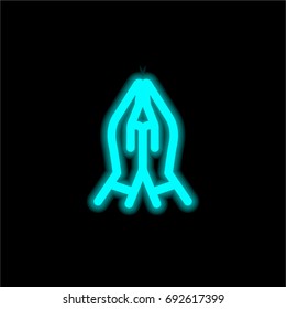 Prayer blue glowing neon ui ux icon. Glowing sign logo vector