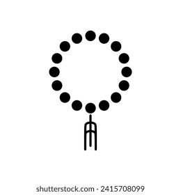 Prayer breads or tasbih or tasbeeh islamic rosary black fill icon in trendy style. Ramadan graphic resources for many purposes.