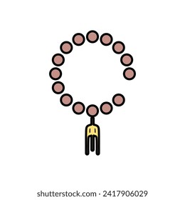 Prayer breads or tasbih or tasbeeh islamic rosary lineal color icon in trendy style. Ramadan graphic resources for many purposes.	
