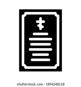 prayer card glyph icon vector. prayer card sign. isolated contour symbol black illustration