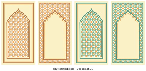 Gebetsteppich, islamische muslimische Gebetsmatten Teppich Janamaz Design Muster Illustration. Fliesen, arabisches Muster