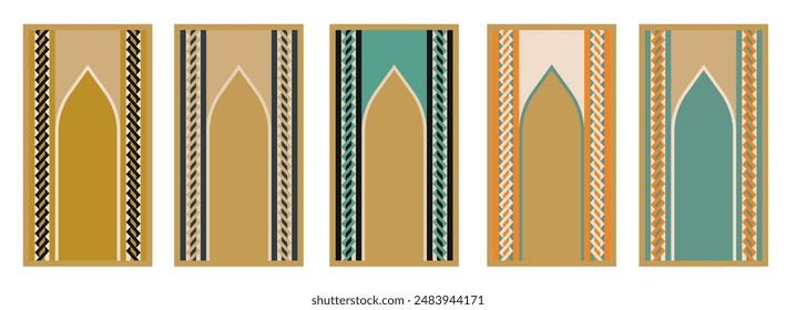 Prayer Carpet, Islamic Muslim Prayer Mats Rug Janamaz design pattern illustration. tiles, arabic pattern