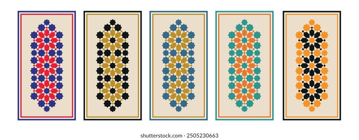 Prayer Carpet, Islamic Muslim Prayer Mats Rug Janamaz design pattern illustration. tiles, arabic pattern