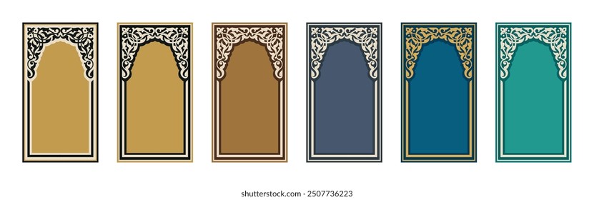 Prayer Carpet, Islamic Muslim Prayer Mats Rug Janamaz design pattern illustration. tiles, arabic pattern