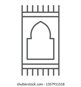Prayer carpet thin line icon, arabic and rug, prayer pad sign, vector graphics, a linear pattern on a white background, eps 10.