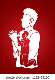 Prayer, Christian praying ,Praise God, Worship cartoon graphic vector