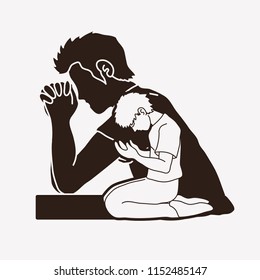 Prayer, Christian praying ,Praise God, Worship cartoon graphic vector
