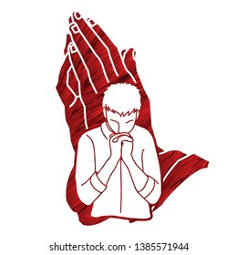 Prayer, Christian praying ,Praise God, Worship cartoon graphic vector.