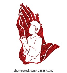 Prayer, Christian praying ,Praise God, Worship cartoon graphic vector.