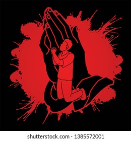 Prayer, Christian praying ,Praise God, Worship cartoon graphic vector.