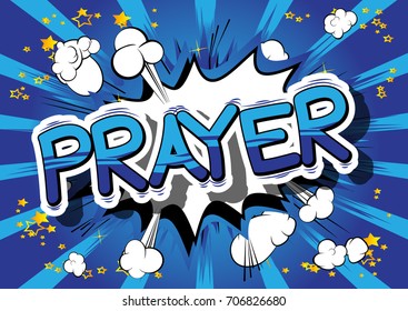 Prayer - Comic book word on abstract background.