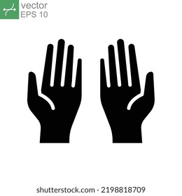 Prayer dua in ramadan, praying hands, muslim praying human hands islam symbols. Begging gesturing. Glyph style Vector illustration design on white background. EPS 10