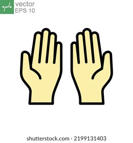 Prayer Dua In Ramadan, Praying Hands, Muslim Praying Human Hands Islam Symbols For Islamic Worship Logo. Begging Gesturing. Filled Style. Vector Illustration. Design On White Background. EPS 10