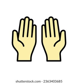 Prayer dua in ramadan, praying hands, muslim praying human hands islam symbols for islamic worship logo. Begging gesturing. Filled style. Vector illustration. design on white background. EPS 10