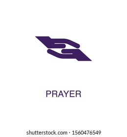 Prayer element in flat simple style on white background. Prayer icon, with text name concept template