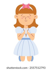 prayer first communion girl isolated