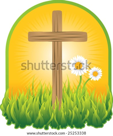 prayer garden with cross and flowers