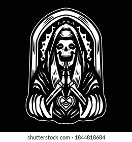 prayer grim tattoo vector design