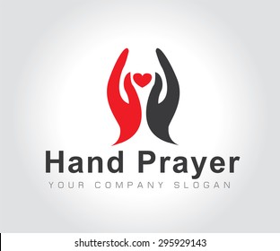 Prayer hand designed using black and red with holding heart of David