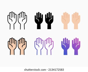 Prayer Hand icon set with line, outline, flat, filled, glyph, color, gradient. Editable stroke and pixel perfect. Can be used for digital product, presentation, print design and more.