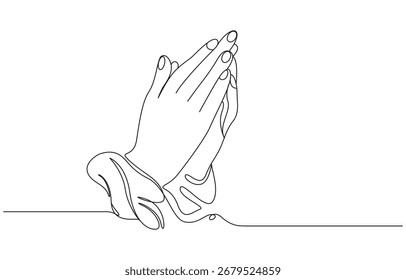 prayer hands continuous line art drawing.1